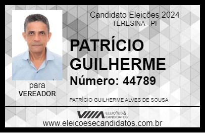 Candidato PATRÍCIO GUILHERME 2024 - TERESINA - Eleições