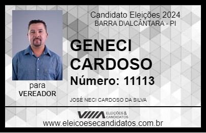 Candidato GENECI CARDOSO 2024 - BARRA D\ALCÂNTARA - Eleições