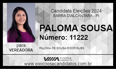 Candidato PALOMA SOUSA 2024 - BARRA D\ALCÂNTARA - Eleições