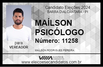 Candidato MAÍLSON PSICÓLOGO 2024 - BARRA D\ALCÂNTARA - Eleições