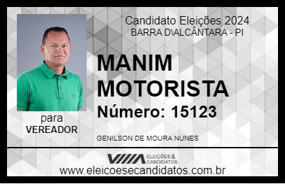 Candidato MANIM MOTORISTA 2024 - BARRA D\ALCÂNTARA - Eleições