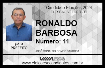 Candidato RONALDO BARBOSA 2024 - ELESBÃO VELOSO - Eleições