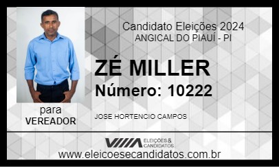 Candidato ZÉ MILLER 2024 - ANGICAL DO PIAUÍ - Eleições