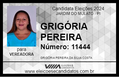 Candidato GRIGÓRIA PEREIRA 2024 - JARDIM DO MULATO - Eleições