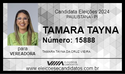 Candidato TAMARA TAYNA 2024 - PAULISTANA - Eleições