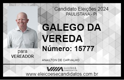 Candidato GALEGO DA VEREDA 2024 - PAULISTANA - Eleições