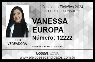 Candidato VANESSA EUROPA 2024 - ALEGRETE DO PIAUÍ - Eleições