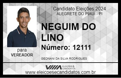 Candidato NEGUIM DO LINO 2024 - ALEGRETE DO PIAUÍ - Eleições