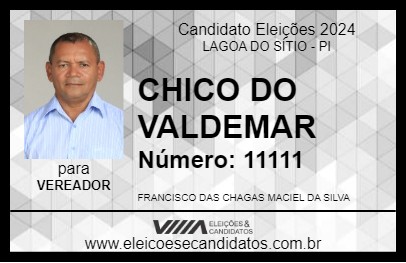 Candidato CHICO DO VALDEMAR 2024 - LAGOA DO SÍTIO - Eleições