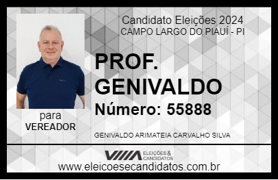 Candidato PROF. GENIVALDO 2024 - CAMPO LARGO DO PIAUÍ - Eleições