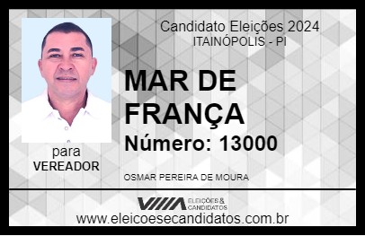 Candidato MAR DE FRANÇA 2024 - ITAINÓPOLIS - Eleições