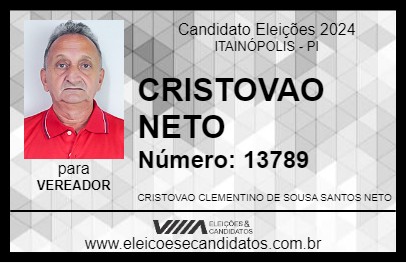 Candidato CRISTOVAO NETO 2024 - ITAINÓPOLIS - Eleições