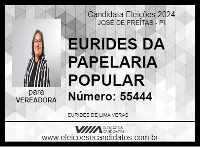 Candidato EURIDES DA PAPELARIA POPULAR 2024 - JOSÉ DE FREITAS - Eleições