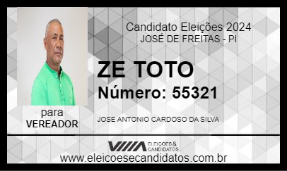 Candidato ZE TOTO 2024 - JOSÉ DE FREITAS - Eleições