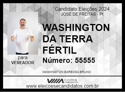 Candidato WASHINGTON DA TERRA FÉRTIL 2024 - JOSÉ DE FREITAS - Eleições