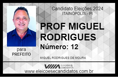 Candidato PROF MIGUEL RODRIGUES 2024 - ITAINÓPOLIS - Eleições