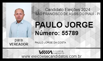 Candidato PAULO JORGE 2024 - SÃO FRANCISCO DE ASSIS DO PIAUÍ - Eleições