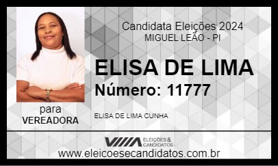 Candidato ELISA DE LIMA 2024 - MIGUEL LEÃO - Eleições