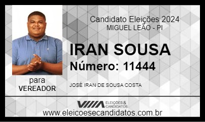 Candidato IRAN SOUSA 2024 - MIGUEL LEÃO - Eleições