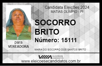 Candidato SOCORRO BRITO 2024 - MATIAS OLÍMPIO - Eleições