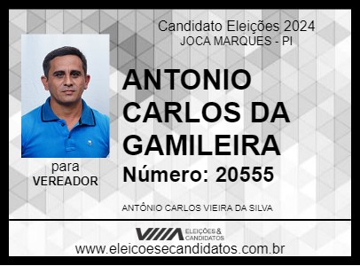 Candidato CARLOS DA GAMELEIRA 2024 - JOCA MARQUES - Eleições