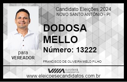 Candidato DODOSA MELLO 2024 - NOVO SANTO ANTÔNIO - Eleições