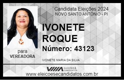 Candidato IVONETE ROQUE 2024 - NOVO SANTO ANTÔNIO - Eleições