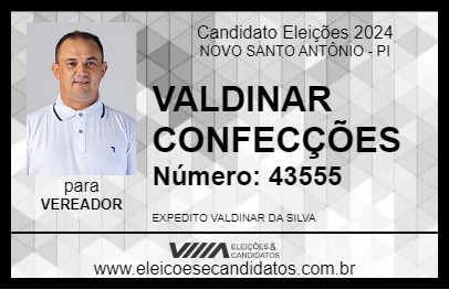 Candidato VALDINAR CONFECÇÕES 2024 - NOVO SANTO ANTÔNIO - Eleições