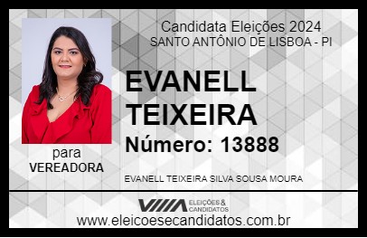 Candidato EVANELL TEIXEIRA 2024 - SANTO ANTÔNIO DE LISBOA - Eleições