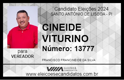 Candidato CINEIDE VITURINO 2024 - SANTO ANTÔNIO DE LISBOA - Eleições