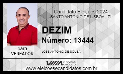 Candidato DEZIM 2024 - SANTO ANTÔNIO DE LISBOA - Eleições