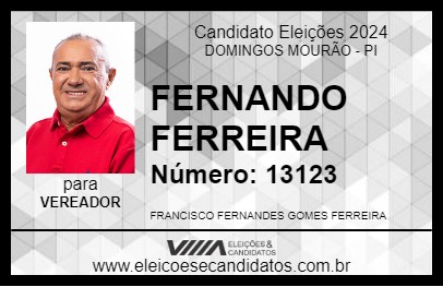 Candidato FERNANDO FERREIRA 2024 - DOMINGOS MOURÃO - Eleições