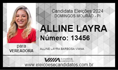 Candidato ALLINE LAYRA 2024 - DOMINGOS MOURÃO - Eleições