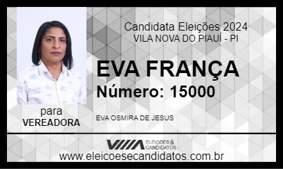 Candidato EVA FRANÇA 2024 - VILA NOVA DO PIAUÍ - Eleições