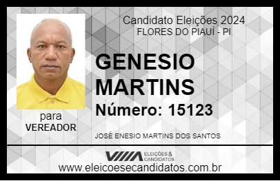 Candidato GENESIO MARTINS 2024 - FLORES DO PIAUÍ - Eleições