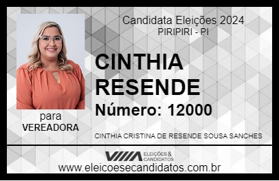 Candidato CINTHIA RESENDE 2024 - PIRIPIRI - Eleições