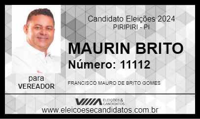 Candidato MAURIN BRITO 2024 - PIRIPIRI - Eleições