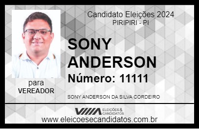 Candidato SONY ANDERSON 2024 - PIRIPIRI - Eleições