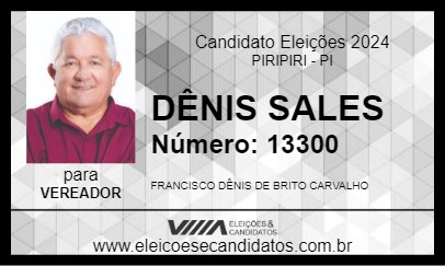 Candidato DÊNIS SALES 2024 - PIRIPIRI - Eleições