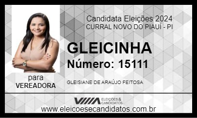 Candidato GLEICINHA 2024 - CURRAL NOVO DO PIAUÍ - Eleições