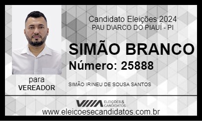 Candidato SIMÃO BRANCO 2024 - PAU D\ARCO DO PIAUÍ - Eleições