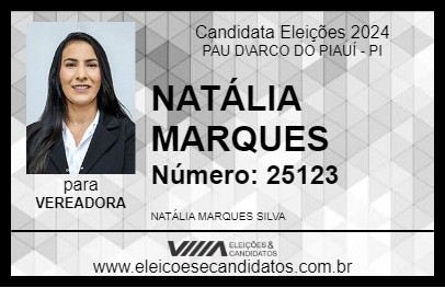 Candidato NATÁLIA MARQUES 2024 - PAU D\ARCO DO PIAUÍ - Eleições