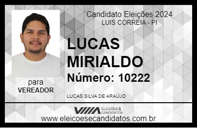 Candidato LUCAS MIRIALDO 2024 - LUIS CORREIA - Eleições