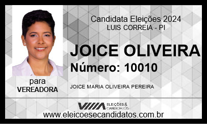 Candidato JOICE OLIVEIRA 2024 - LUIS CORREIA - Eleições