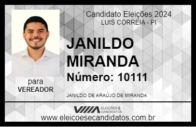 Candidato JANILDO MIRANDA 2024 - LUIS CORREIA - Eleições