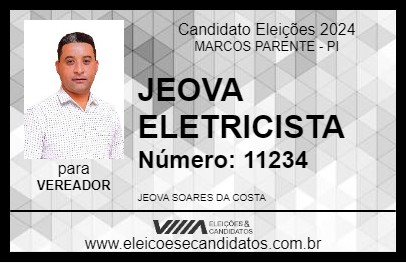 Candidato JEOVA ELETRICISTA 2024 - MARCOS PARENTE - Eleições