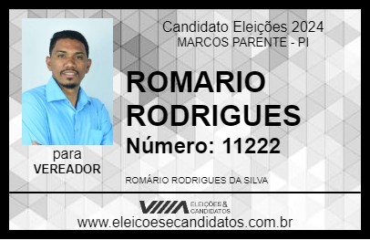 Candidato ROMARIO RODRIGUES 2024 - MARCOS PARENTE - Eleições