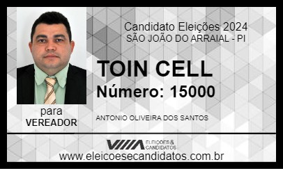 Candidato TOIN CELL 2024 - SÃO JOÃO DO ARRAIAL - Eleições