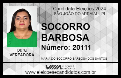 Candidato SOCORRO BARBOSA 2024 - SÃO JOÃO DO ARRAIAL - Eleições