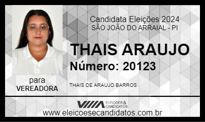 Candidato THAIS ARAUJO 2024 - SÃO JOÃO DO ARRAIAL - Eleições